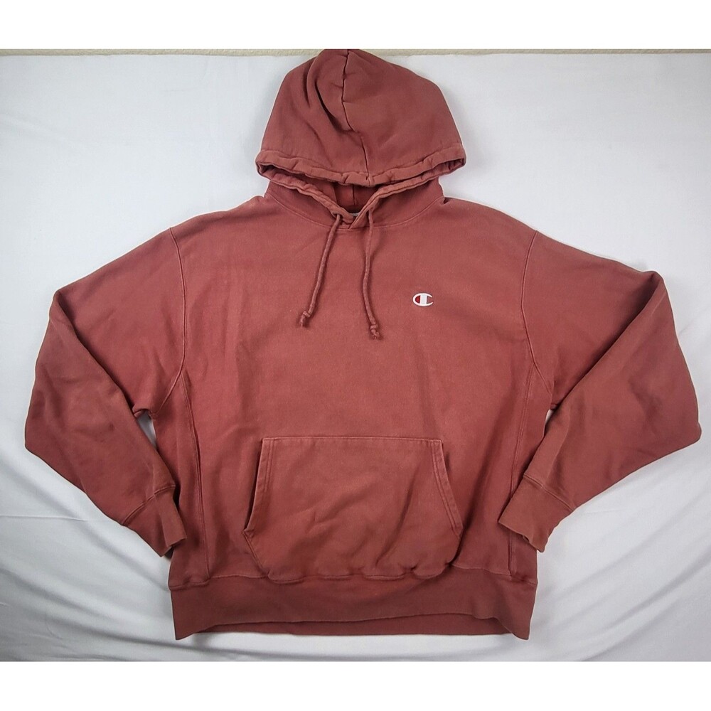 Champion Reverse Weave Dark Pink Pullover Hoodie Sweatshirt Womens X-Large